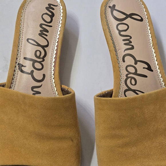 Sam Edelman Liliana Yellow Suede Leather Demi-Wedge Slide Sandals Size 8.5 M - Picture 5 of 8